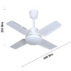 MODI 24" Ceiling Fan Blade Design - MODEL MD-HWF2005WH MODI