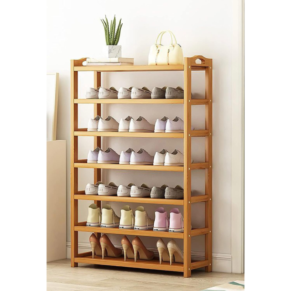 Wooden Shoe Rack Modern House Furniture with 7 Shelves